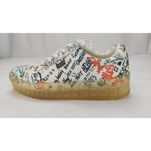 DKNY EMZ Women's 8 Lace up Graffiti Chunky Platform Sneaker